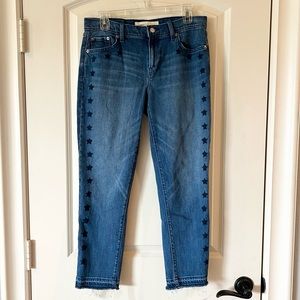 GAP 1969 Best Girlfriend Jeans Blue Star Side Trim Frayed Hem Denim 27 Regular